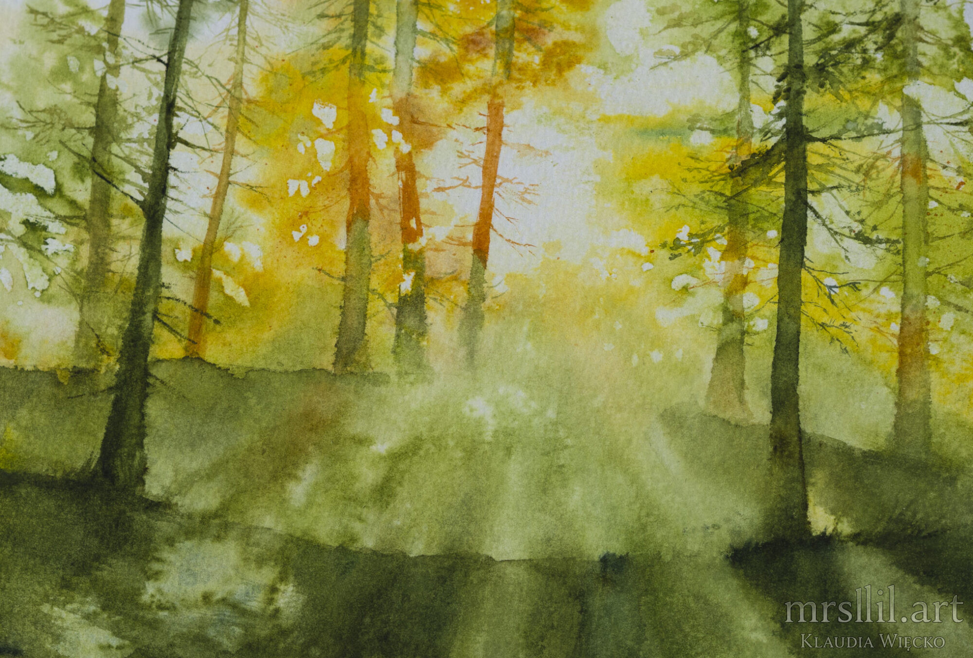 a watercolor painting of a forest_head